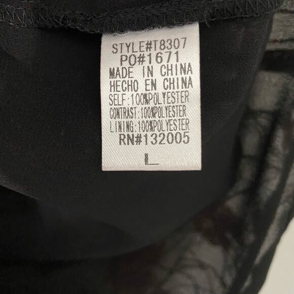 Entro Blouse Floral Black and Multi Color Embroidered Mesh Sleeve - Picture 4 of 7